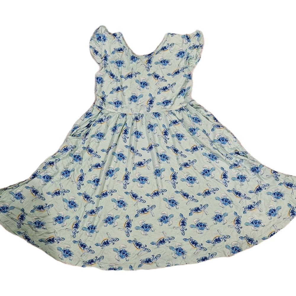 Girls Muse Threads‎ Bamboo Turtle Twirl Dress w/ Pockets Size Large (8/9)